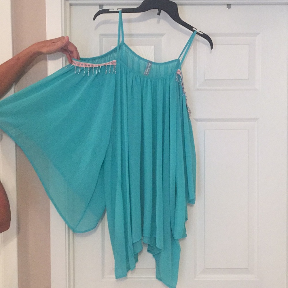 Cold shoulder spaghetti strap blouse